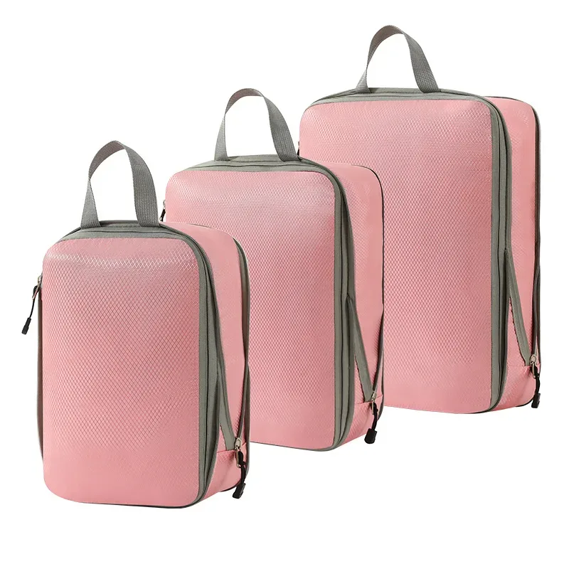 ensemble de 3 cubes de rangement compressibles pour vêtements de voyage, sacs organisateurs de vêtements imperméables et compressibles pour valise