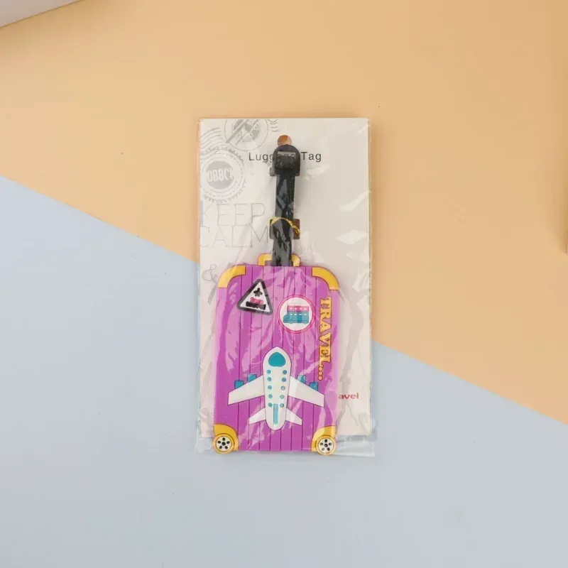 étiquette de bagage portable en pvc, porte-étiquette d'adresse de valise, sangle de bagage, étiquettes de nom de bagage, accessoires de voyage