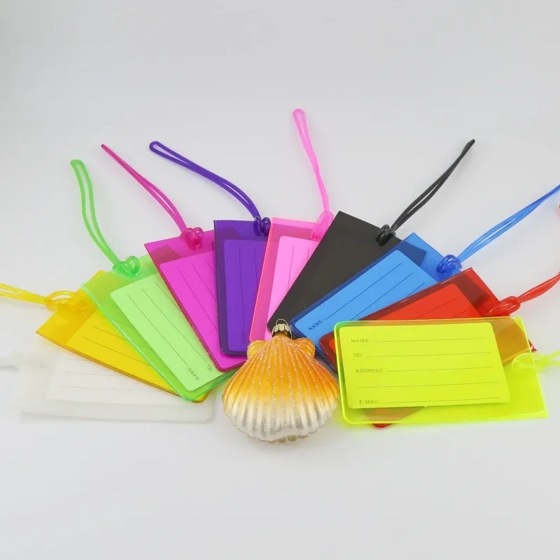 étiquette de bagage de voyage en pvc souple, 10 pièces, couleur avion, silicone, vente en gros, accessoires d'étiquette de valise, nom de sac, manchon de carte d'étiquette d'air
