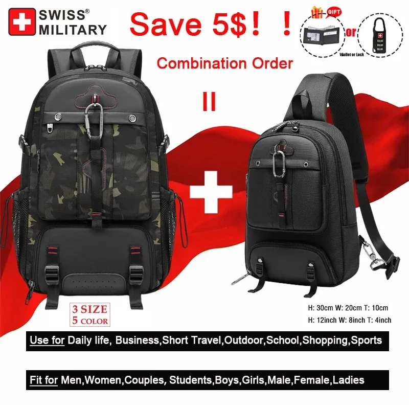 sac à dos de voyage militaire suisse pour hommes, sac d'affaires usb extensible, étanche, grande capacité 17.3, pochette d'ordinateur 80l
