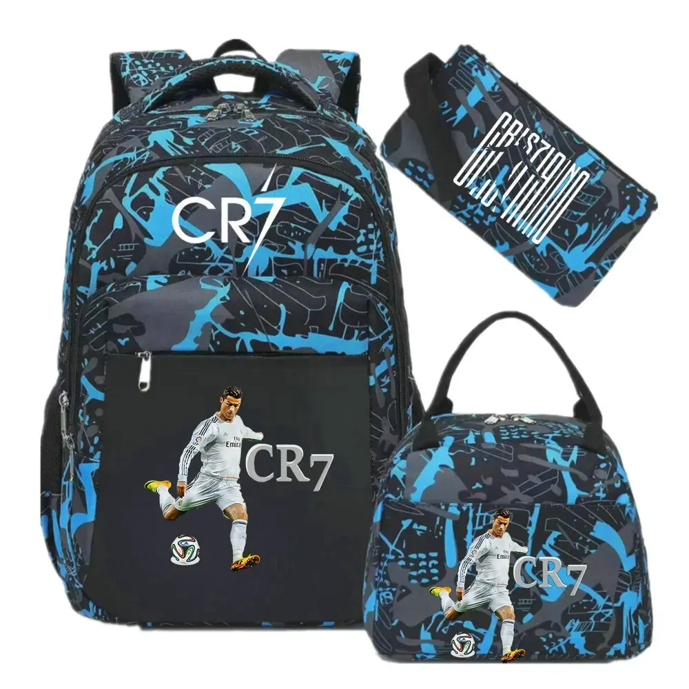 sac à dos pour ordinateur portable cr7, pour femmes et hommes, sacs à dos décontractés pour le sport et le football, sac à dos oxford pour femmes, sac d'école pour hommes, sac de voyage, mochilas 3 pièces