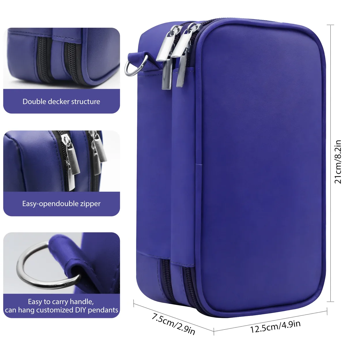 étui de voyage bleu roi pour fournitures diabétiques pour hommes, pochette de rangement médical simple ou double couche pour stylos à insuline, sac uniquement