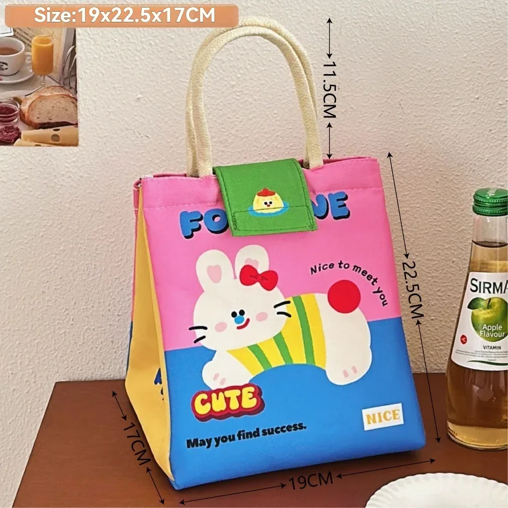 sac bento mignon pour les employés de bureau, sac fourre-tout de grande capacité, sac isotherme à motif de dessin animé, sac pour boîte à déjeuner pour étudiants