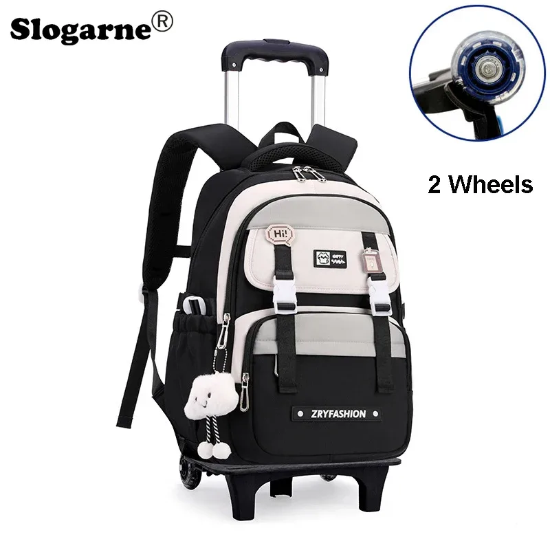 sac à dos roulant pour enfants, sac d'école étanche avec roulettes, chariot de collège, sac à dos à roulettes pour femmes