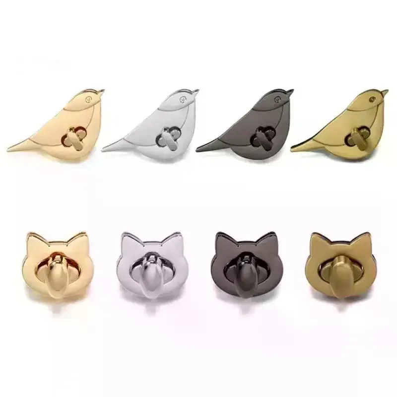 fermoirs en métal motif chat/oiseau pour sacs, loquets rotatifs pour sacs à main en cuir diy, sacs à bandoulière, accessoires de décoration et de quincaillerie