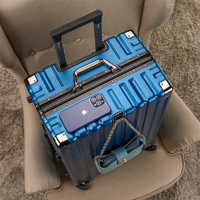 valise rigide à roulettes tendance, grande capacité, silencieuse, pour hommes et femmes, bagage de luxe à emporter à bord.