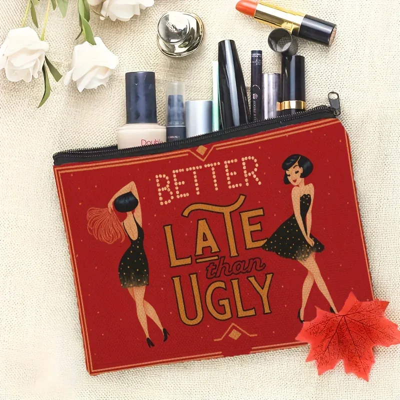 Trousse de toilette de voyage pliable avec fermeture à glissière – Trousse à cosmétiques compacte, cadeau drôle « meilleur fin que laid » pour la Saint-Valentin