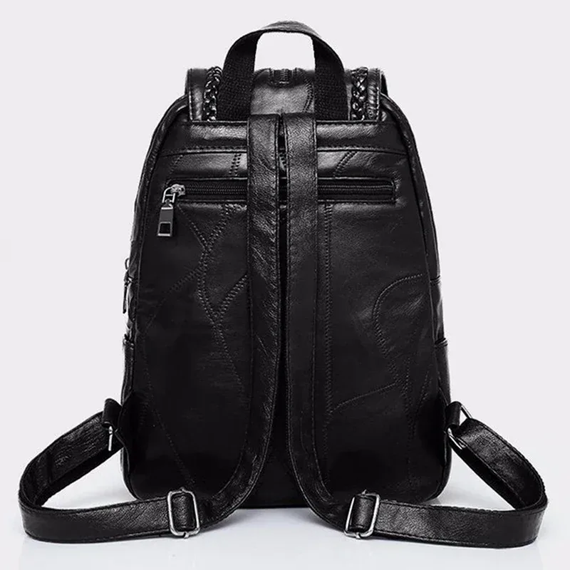 sac à dos multifonction classique noir pour femmes, sac à bandoulière de voyage imperméable en cuir pu, sac d'école
