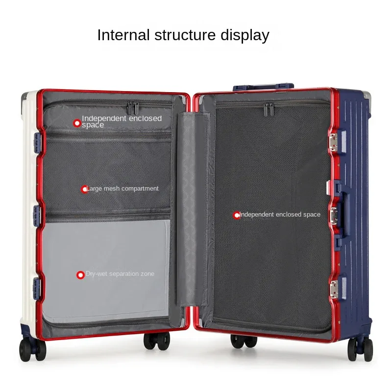 nouvelle valise à cadre en aluminium, capacité importante 3:7, avec serrure à combinaison, multifonctionnelle, à roulettes, pour bagage cabine