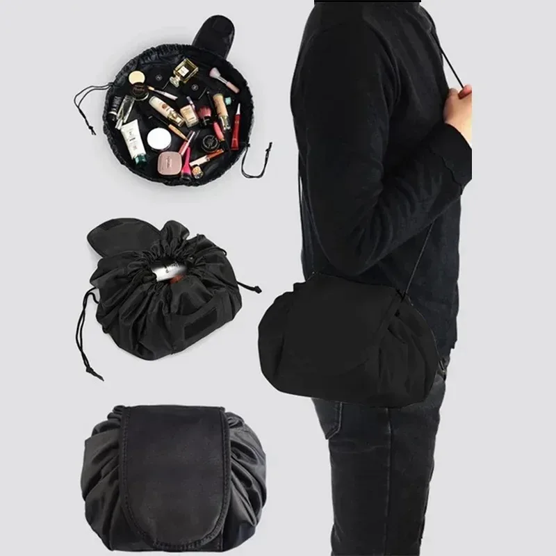 sac à cosmétiques à cordon de serrage pour femmes, pochette de rangement de maquillage de voyage portable et étanche, étui de rangement de beauté pour articles de toilette féminins