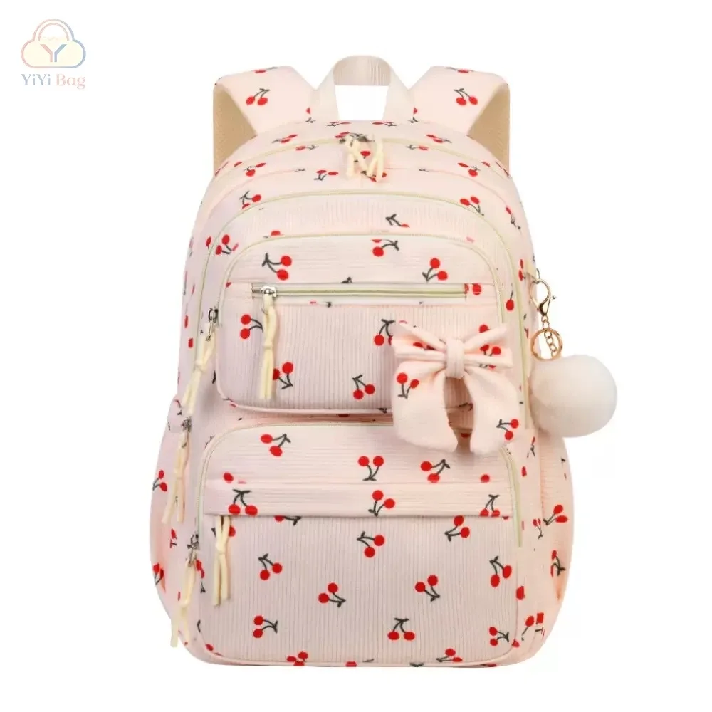 sac à dos d'école à motif cerise daisy, trousse à crayons, sac à main, ensemble de trois pièces, pour garçons, filles, adolescents, tendance, sac à dos de haute qualité