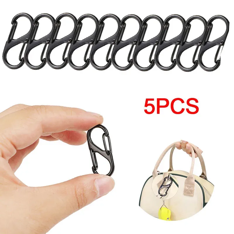 Mousqueton tactique de Type S, équipement de Camping, Mini porte-clés antivol en alliage d'aluminium, crochet pour sac à dos de randonnée, boucle BBK01, 5/10 pièces