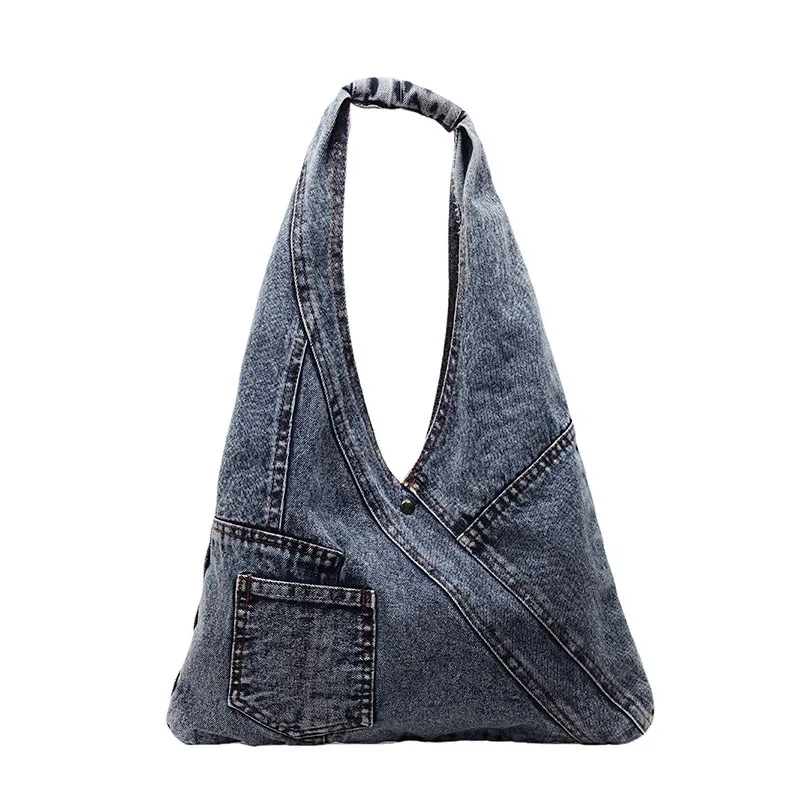 sac en denim vintage pour femmes, sac à bandoulière léger en denim délavé de grande capacité, fourre-tout de voyage en plein air, 2025