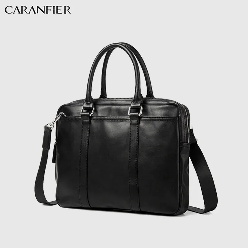 caranfier hommes porte-documents voyage sac à bandoulière en cuir pu loisirs grande capacité sacs pour ordinateur portable affaires luxe crazy horse sacs à main