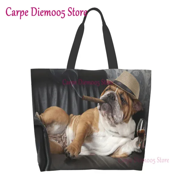 sac fourre-tout grande capacité pour femme, sac d'épicerie pour femme, bouledogues français mignons, initié
