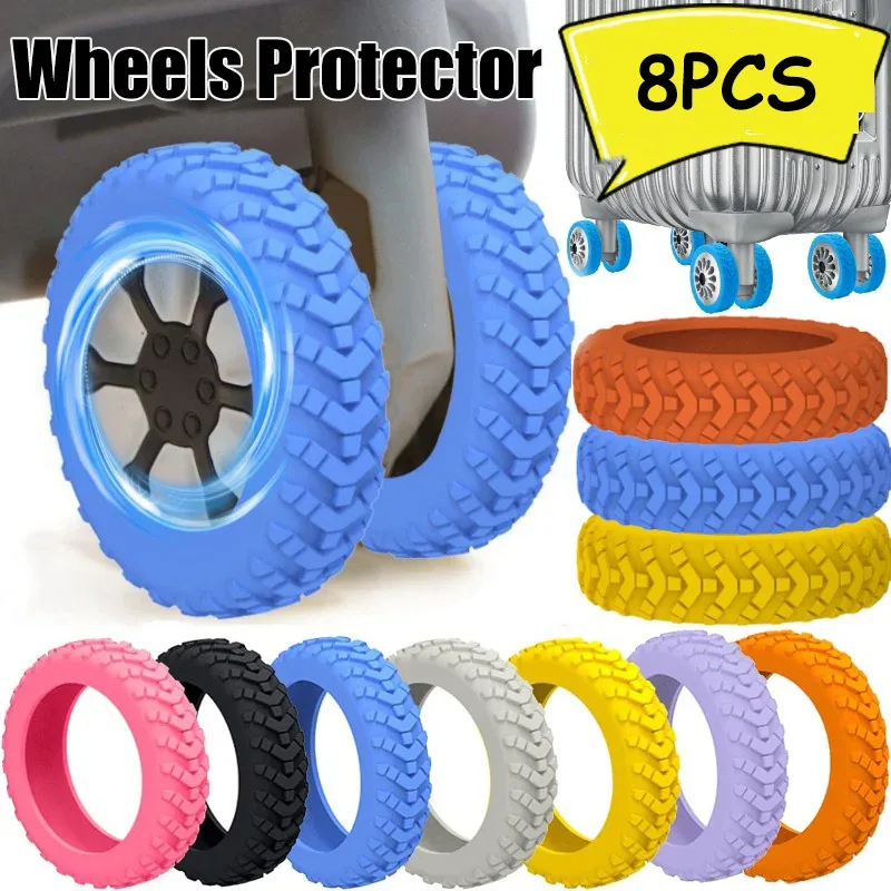 Protège-roues de bagages de voyage en silicone texturé épais, anti-bruit, 8 pièces, accessoires de bagages