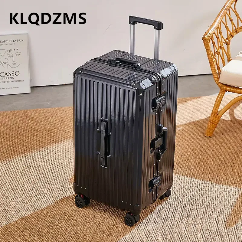 klqdzms valise d'embarquement à cadre en aluminium pour bagages roulants 20 "22" 24 "26" 28 pouces boîtier de chariot de grande capacité abs + valise de cabine pc
