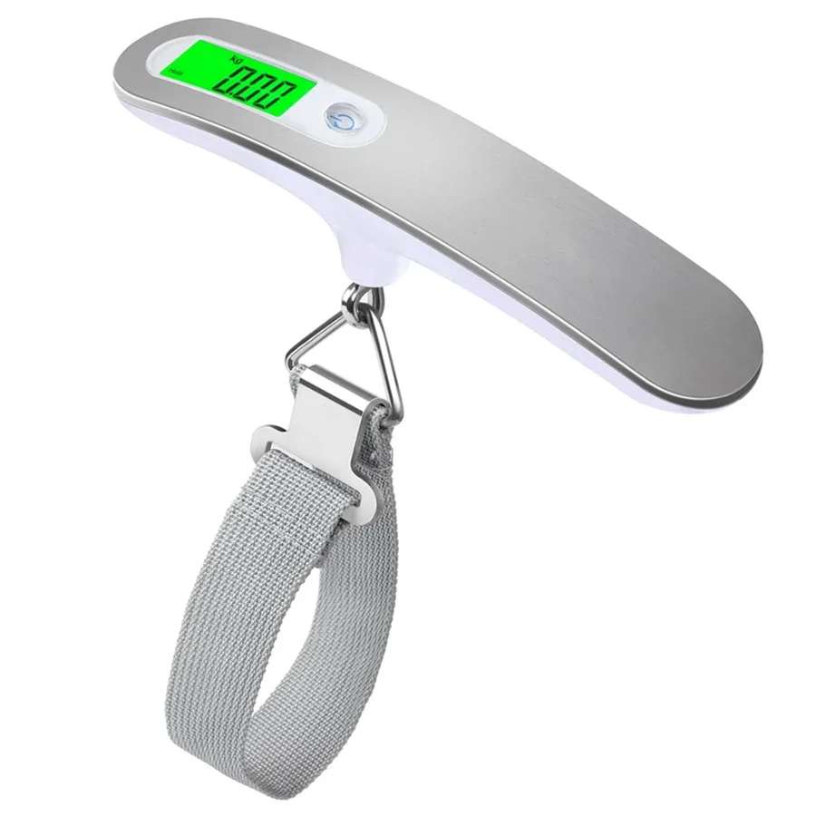 petite balance portable avec écran lcd numérique, 110lb/50kg, valise électronique suspendue pour bagages, pesée de voyage, balance de pêche