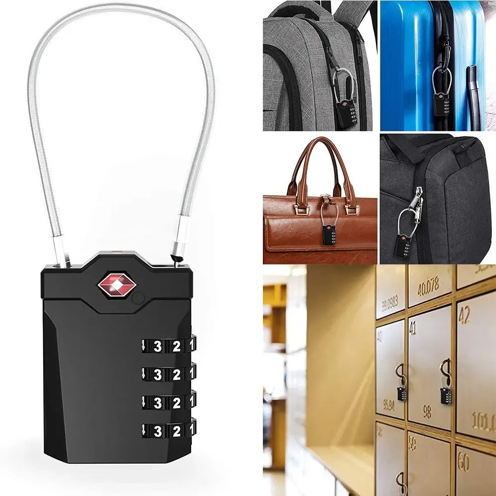 cadenas intelligent portable étanche avec câble en acier, serrure à combinaison tsa pour bagages, cadenas à code douanier