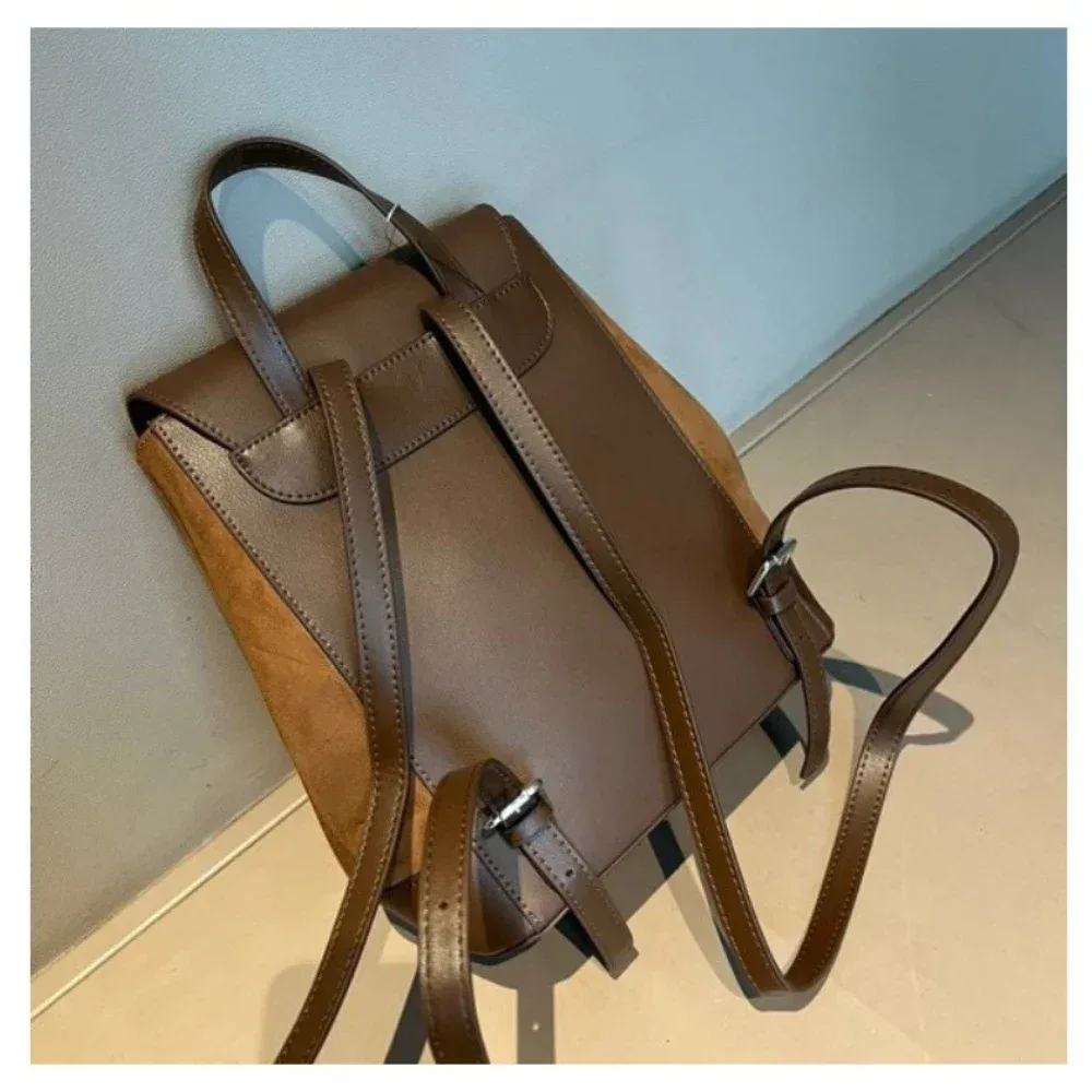 sac à dos de loisirs en cuir suédé et cuir de vache pour femme, sac de voyage double initié, rose et marron, qualité supérieure, femme, hiver 256