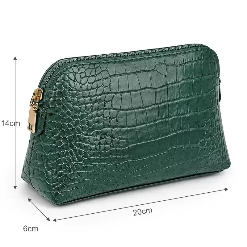 sac de rangement de cosmétiques en cuir pu avec lettres personnalisées, sac de maquillage de couleur unie d'atmosphère simple classique, sac de lavage avancé à fermeture éclair