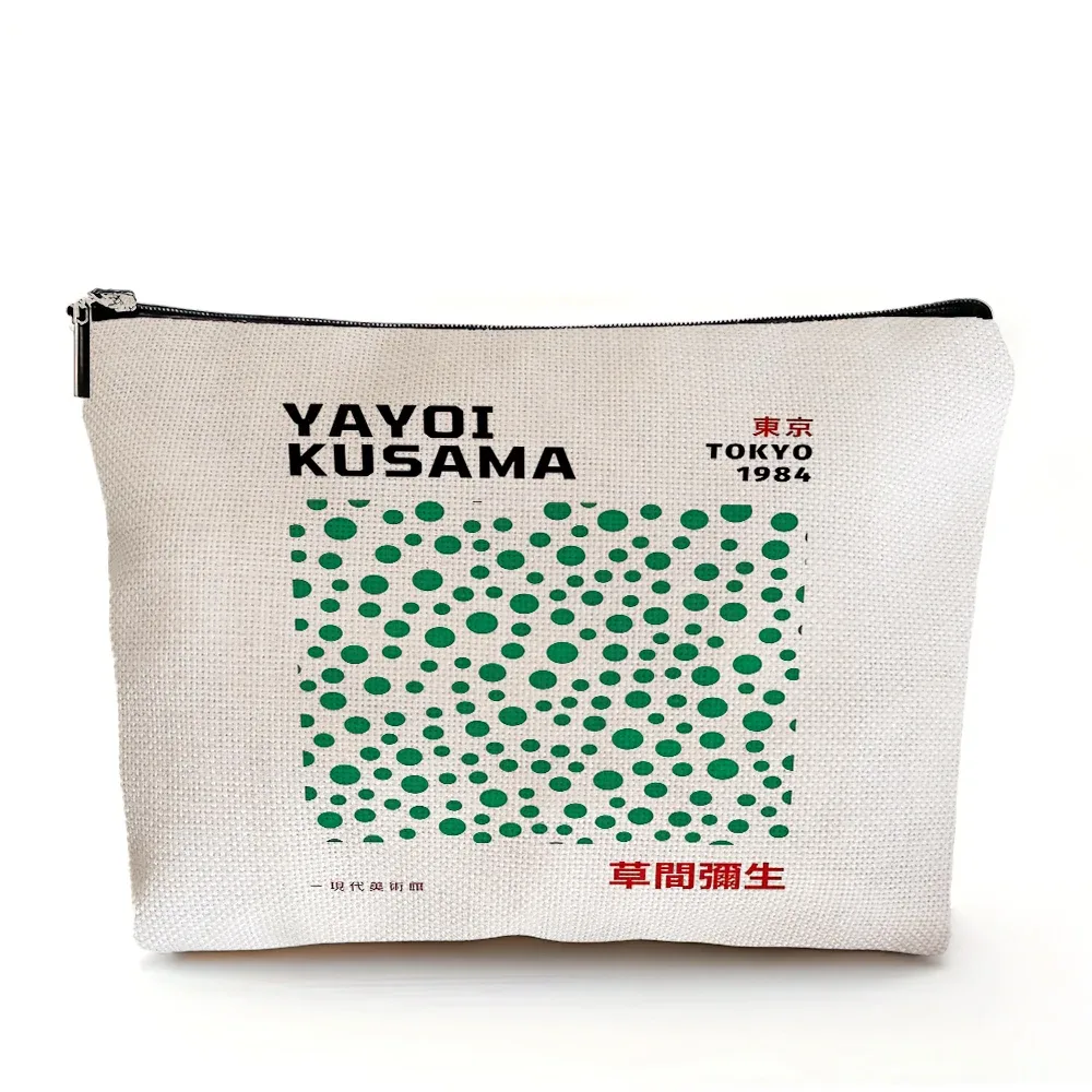 yayoi kusama pochette de maquillage japonais pop art à pois art design floral étui à cosmétiques mode dame beauté sac de rangement à la mode