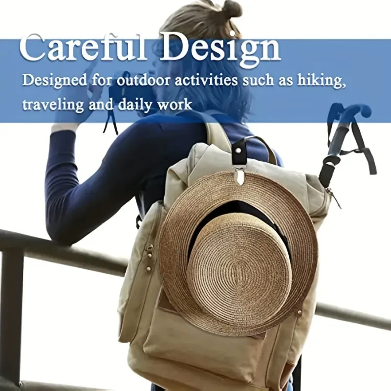2 pinces à chapeau en métal, accessoires de voyage, support de chapeau pour sac à main, sac à dos, bagages, pince de maintien de chapeau pour voyage, camping, randonnée en plein air