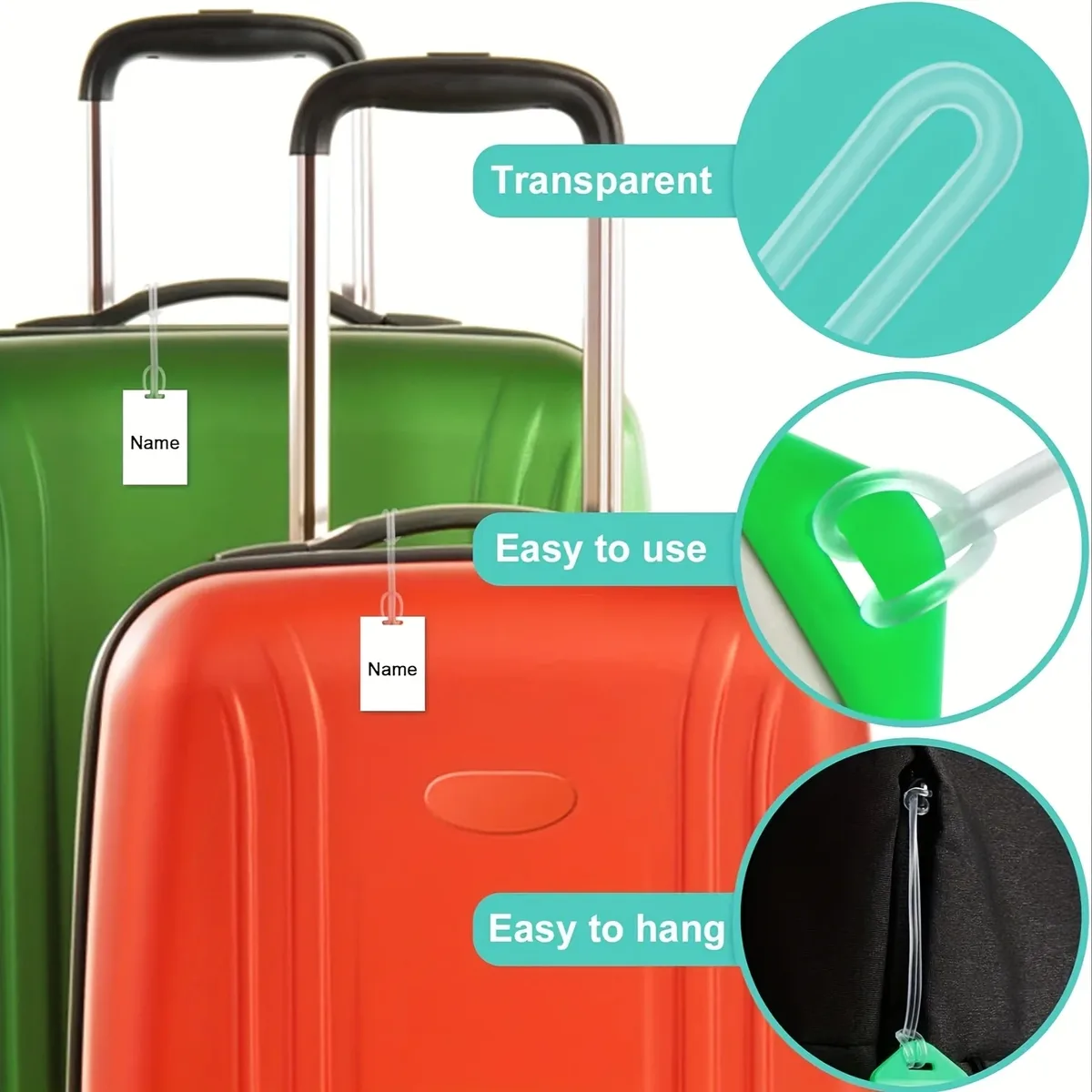 paquet de 50/100/200 sangles de bagages en plastique transparent, boucles à vis sans fin pour étiquettes de bagages, boucle d'étiquette de nom en plastique pour cartes d'identité, 6 pouces