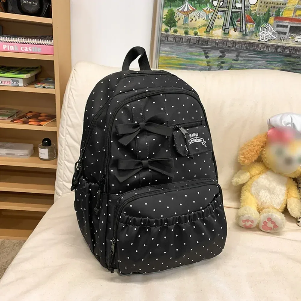 nouveau sac à dos à pois pour filles, cartable d'étudiant antivol de grande capacité, sac à dos d'ordinateur de voyage multi-compartiments en nylon