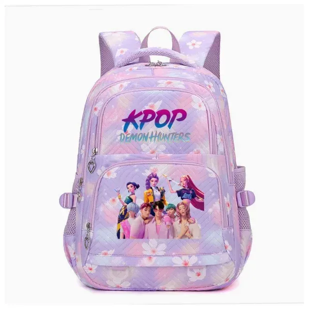 kpop demon hunters – sacs à dos imperméables de grande capacité, sacs d'école tendance avec imprimé de fleurs, sacs d'école pour ordinateur portable pour femmes et hommes, cadeau