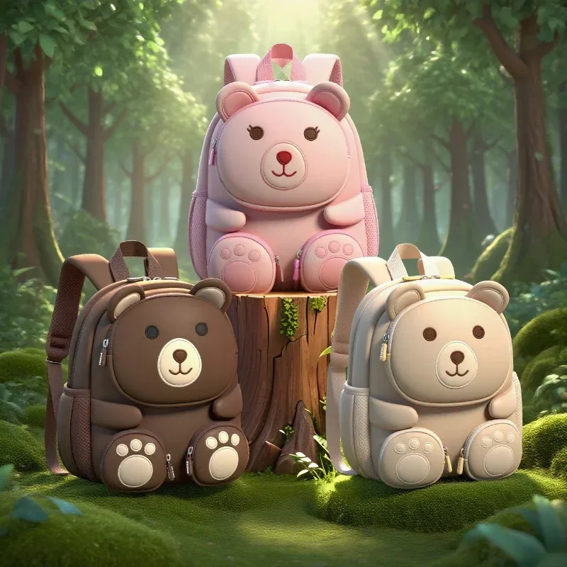 Sac à dos enfant 3D en forme d'ours pour garçons et filles, mignon, pour activités de plein air, rangement de collations et jouets, sac à dos léger pour la maternelle