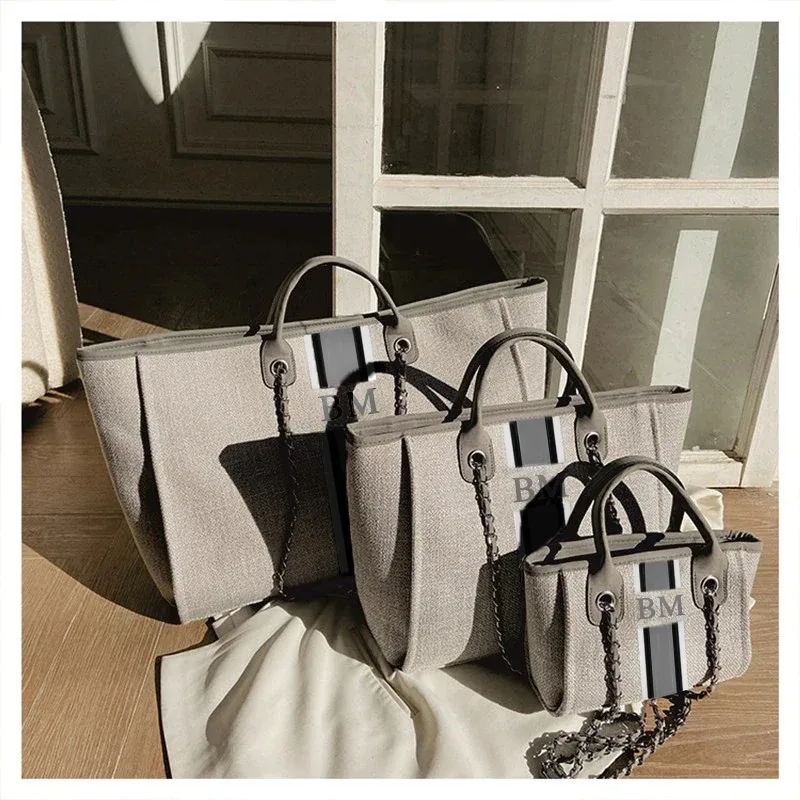 Personnaliser monogramme sac fourre-tout grande maman Mini toile sac à main sacs de voyage personnalisé chaîne sac à main rayure Shopper épaule fourre-tout