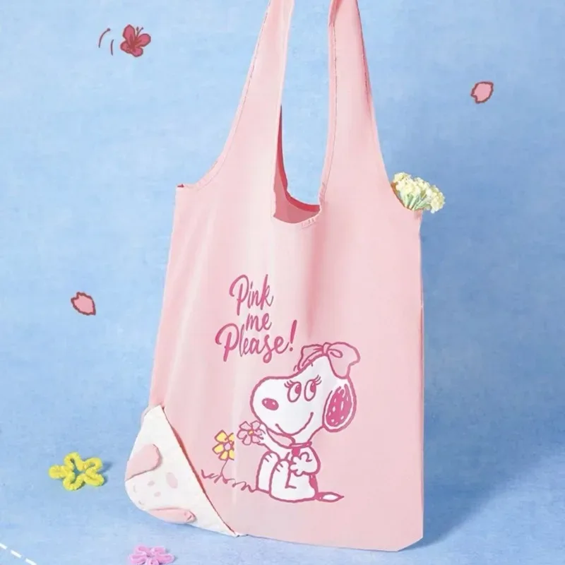 sac à bandoulière rose snoopy cherry blossom season, sac sous le bras, sac de rangement pliable pour les voyages et les courses au supermarché