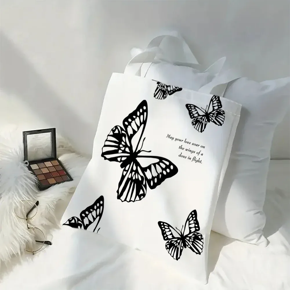 sac fourre-tout grande capacité avec animaux de dessin animé kawaii chic, chat, papillon, panda, sac à bandoulière élégant pour femmes