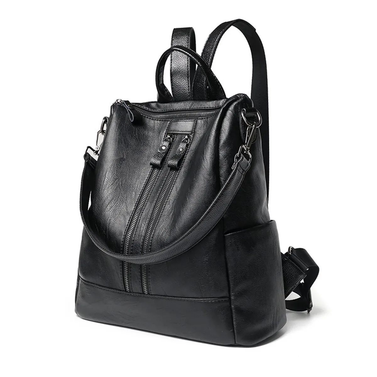 sacs à dos souples pour femmes nouveau sac à dos en cuir artificiel pu pour femmes grande capacité sac à dos noir mode tendance classe d'étudiant