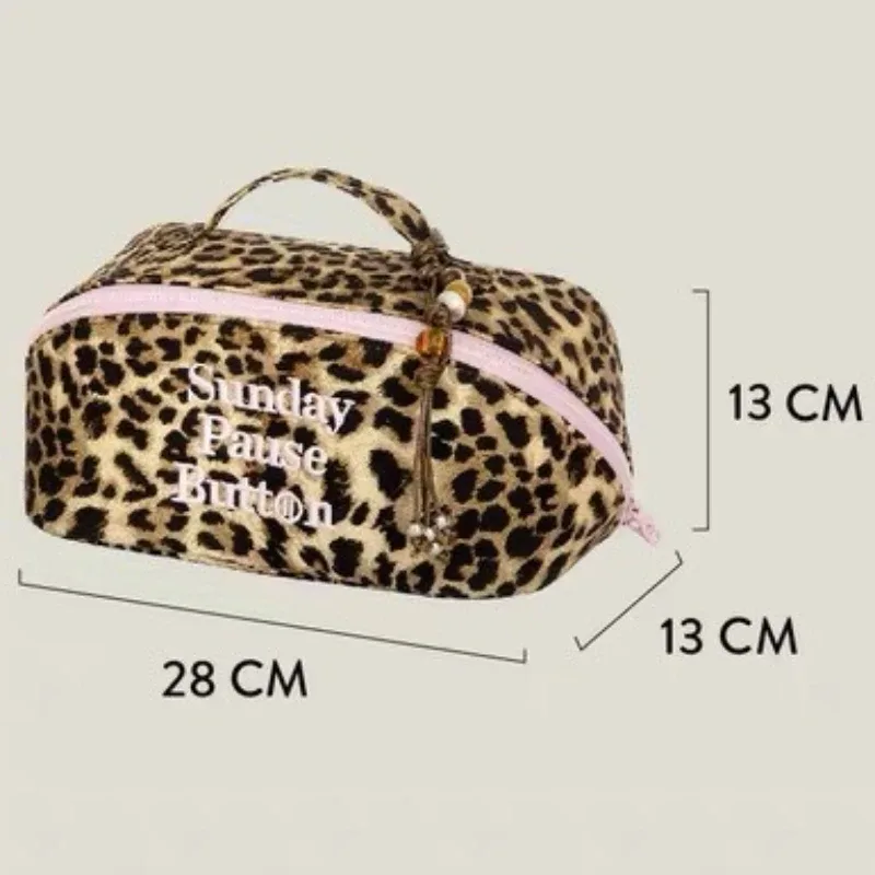 grande trousse de toilette de voyage pour femmes, nouvelle trousse à maquillage léopard, sac fourre-tout à fermeture éclair, sac de rangement cosmétique pour femmes