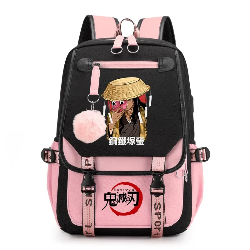 sac à dos imprimé demon slayer anime pour filles, sac à dos d'école décontracté, sac à dos de voyage léger pour adolescents