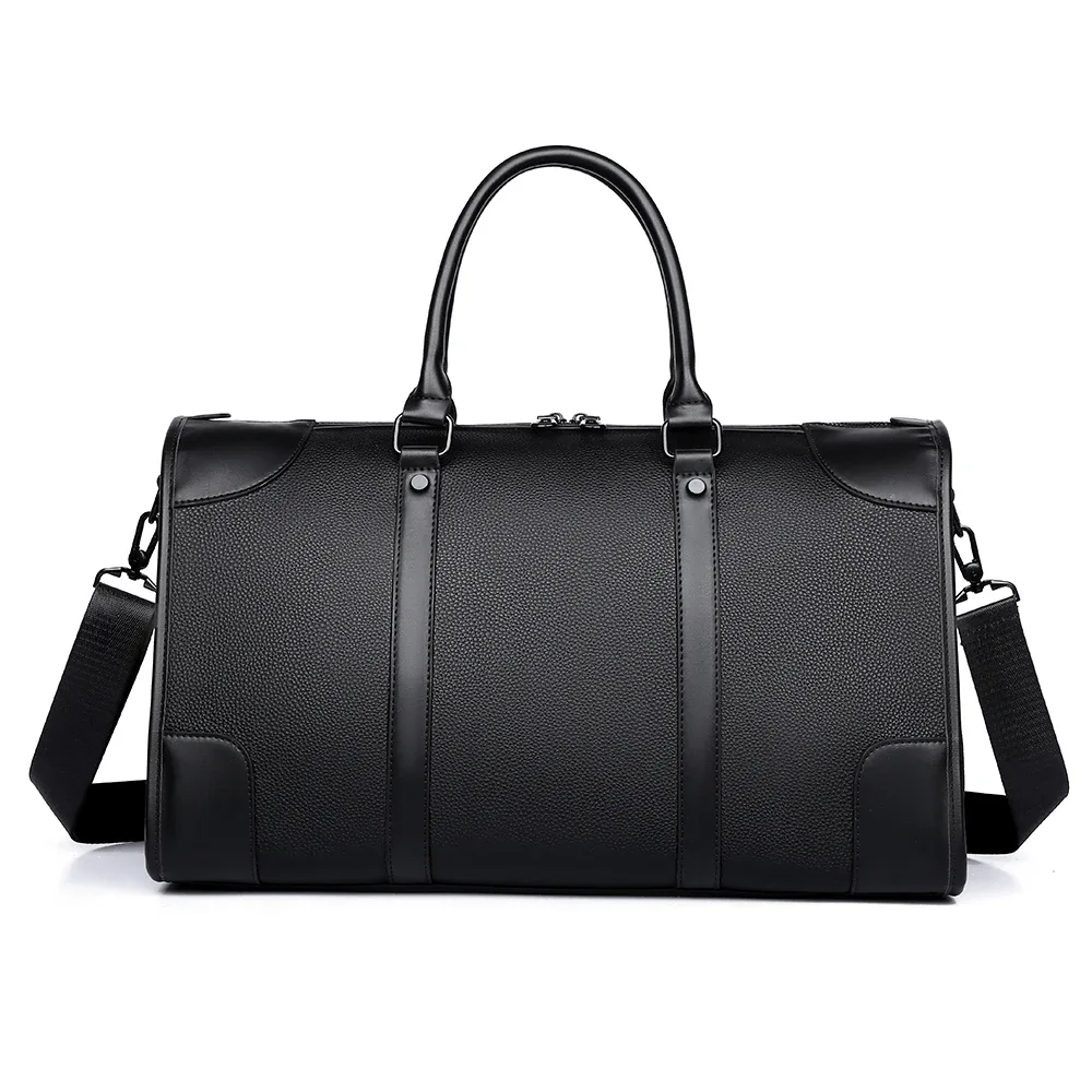 sac fourre-tout de luxe pour hommes, grande capacité, avec compartiment pour ordinateur portable de 15,6 pouces, en matériau pu imperméable, léger, pour les voyages, la salle de sport, l'école