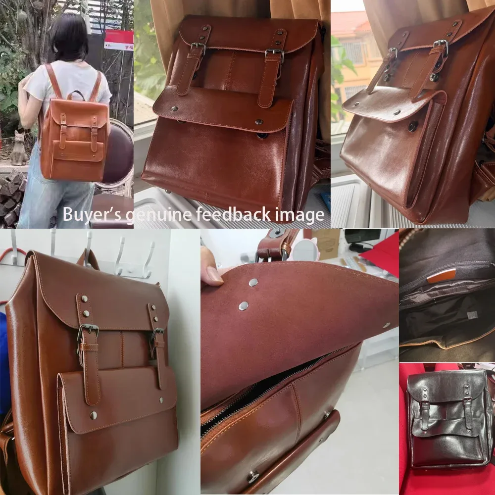 nouveau sac à dos antivol en cuir véritable, durable, grande capacité, sac à dos vintage pour ordinateur portable pour femmes, 14 pouces, en cuir de vache, pour l'école et le collège