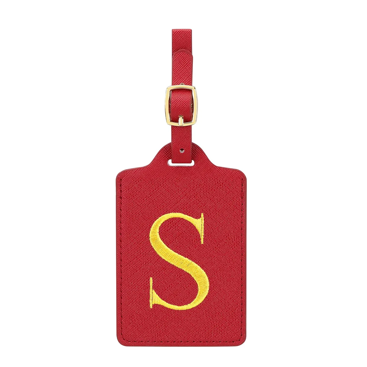 étiquettes de bagage miyin 26 lettres en cuir pu pour valises, protection de la vie privée, accessoires de voyage essentiels, rouge éclatant