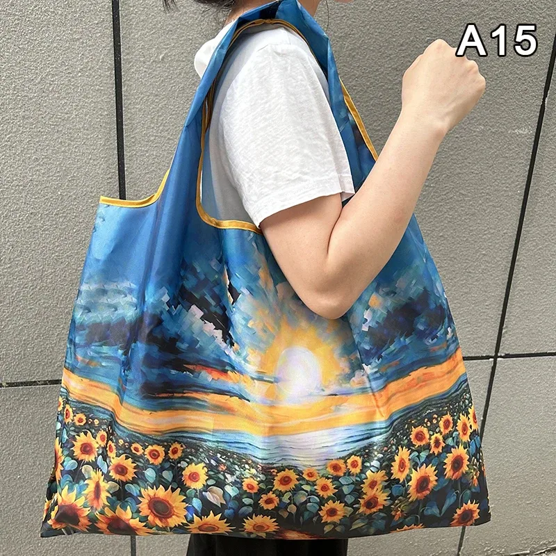 sac de courses pliable, nouvelle mode, sac de rangement d'épicerie réutilisable, sac à main à bandoulière portable en nylon, fourre-tout de voyage