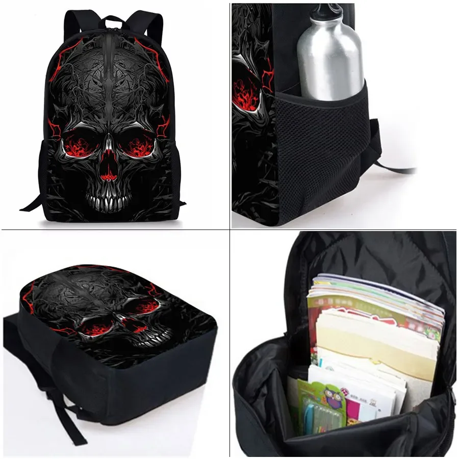 sacs à dos à motif squelette en trois parties pour garçons et filles, meilleurs cadeaux, sac à dos scolaire plat 2d dessin animé pour enfants