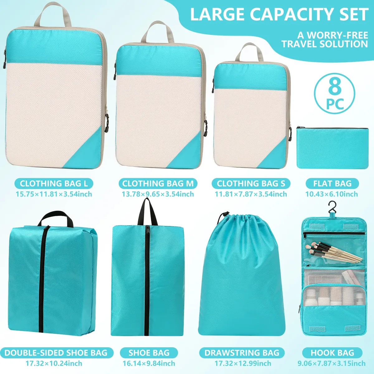 Sac de rangement de voyage pour placard, bagages de voyage pour vêtements, chaussures, articles de toilette, cosmétiques, Cubes d'emballage anti-poussière, sac de Compression