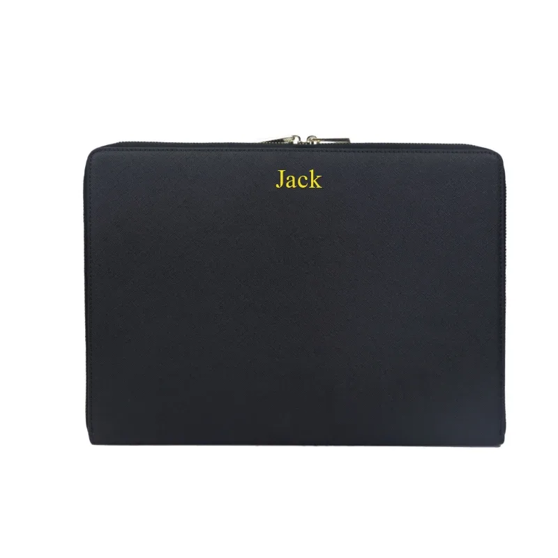Sacoche pour ordinateur portable en cuir avec initiales personnalisées gratuites, sac d'affaires tendance, housse de protection contre les chutes portable, chancelier, 13 pouces