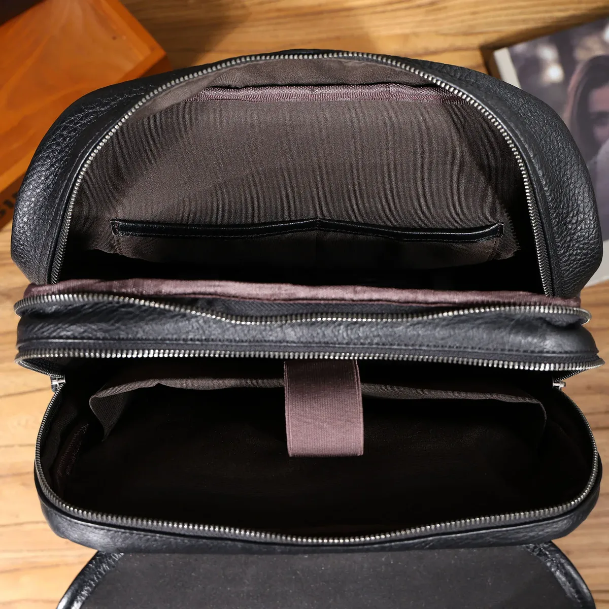 sac à dos décontracté s.worker en cuir véritable, sac à bandoulière pour ordinateur portable en cuir de vachette pleine fleur, sac d'école décontracté