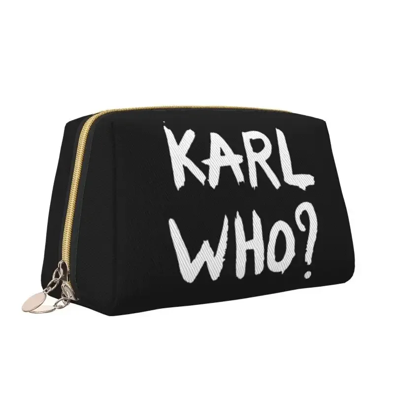 karl who – trousse de maquillage en cuir imprimé, pochette de rangement de voyage pliable et étanche, trousse de toilette portable pour femmes et filles