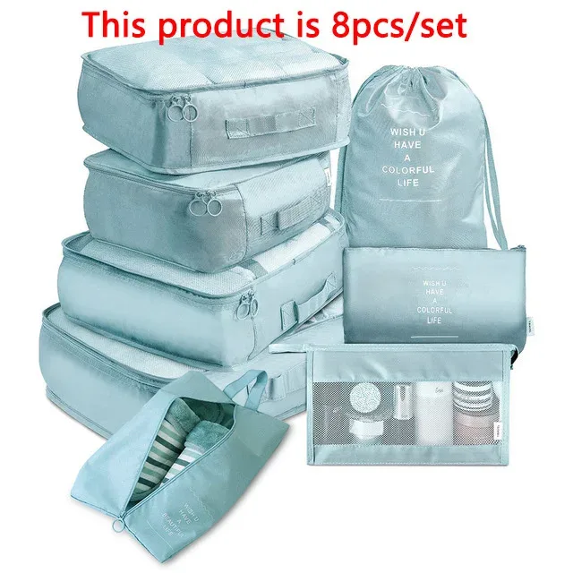 sacs de voyage en poudre pour soutien-gorge et chaussures, ensemble d'emballage de valise, étuis de rangement, 6/8/9 pièces/ensemble