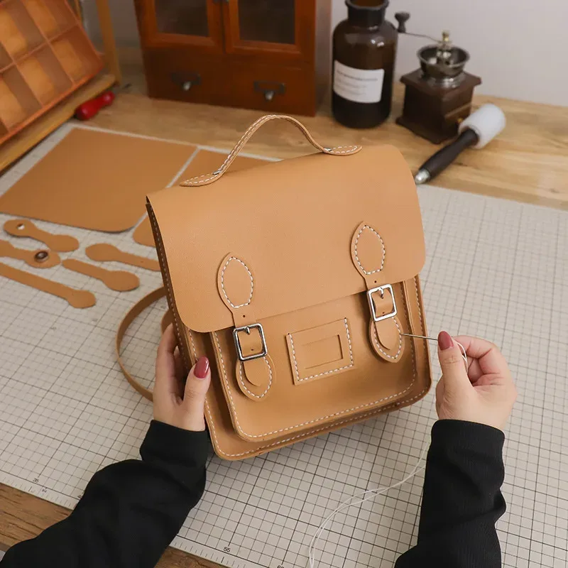 sac à dos rétro fait à la main, sacoche cousue à la main, matériel de bricolage personnalisé, sac tissé cambridge de grande capacité