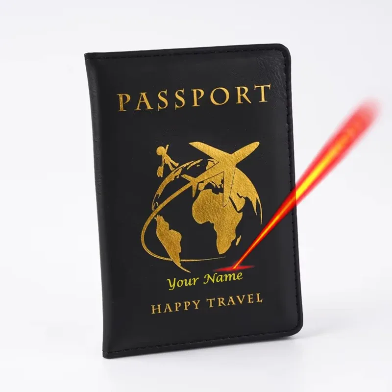 porte-passeport personnalisé pour avion, couvre-passeport de voyage, étui en pu à la mode pour cartes et billets