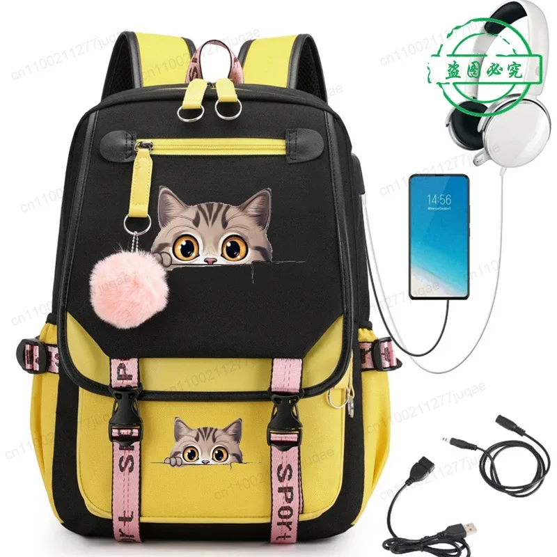 sac à dos kawaii chat de dessin animé tendance anime pour adolescentes et adolescents, sac d'école, sac de voyage pour ordinateur portable